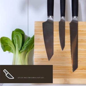 Suport magnetic pentru cutite, Dolce Mare, doua fete din bambus, XXL, 35 x 25x11 cm