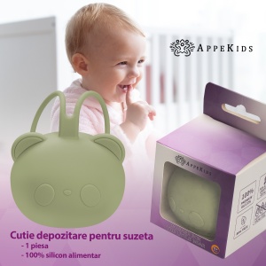Suport pentru suzeta din silicon, AppeKids, The Little Bear - Raw Green - Img 2
