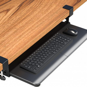 Suport tastatura detasabil cu clema C BONTEC, lemn, negru, 65 x 30 cm - Img 1