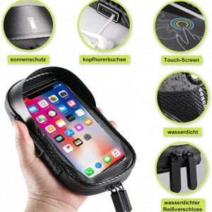 Suport telefon cu geanta de depozitare pentru bicicleta Seacool, TPR, negru, 18,5 x 11,5 cm - Img 6