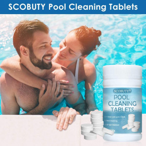 Tablete de clor pentru curatarea apei piscinei SCOBUTY, alb, 100 g - Img 2