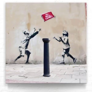 Tablou „No Ball Games” BilderKing, PVC, bej/negru, 30 x 30 cm