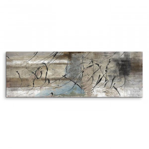 Tablou Abstrakt 722, gri/albastru, 50 x 150 x 2 cm