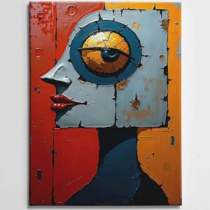 Tablou decorativ canvas 70x100 cm, 50% bumbac/50% poliester, design contemporan abstract, multicolor - Verificat A · Re-Bloom - Img 2