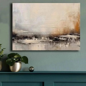 Tablou decorativ canvas 70x100 cm, panza 100% grosime 2.8mm, rama lemn pin 100%, alb/gri/auriu - Verificat A · Re-Bloom - Img 4