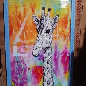Tablou decorativ canvas model girafa, 70x110 cm, panza/lemn, multicolor - Verificat A · Re-Bloom - Img 2