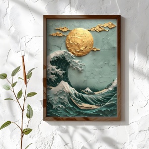 Tablou decorativ inramat MDF 35x47x3.5 cm, MDF 3mm, rama brad 100%, design modern, multicolor - Verificat A · Re-Bloom - Img 2