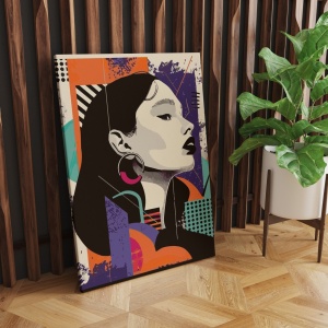 Tablou decorativ model femeie canvas 70x100 cm, panza/lemn, multicolor - Verificat A · Re-Bloom - Img 3