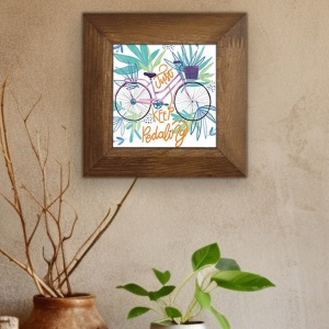 Tablou decorativ Re-Bloom, lemn/ceramica, multicolor, 15,5 x 15,5 x 2,5 cm - Img 1