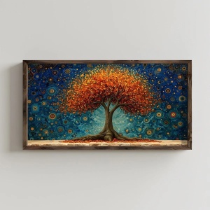 Tablou decorativ Re-Bloom, model copac, MDF/lemn masiv, multicolor, 60 x 120 x 3,5 cm - Img 1
