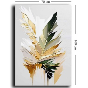 Tablou decorativ Re-Bloom, model frunza, panza/lemn, multicolor, 70 x 100 cm - Img 2