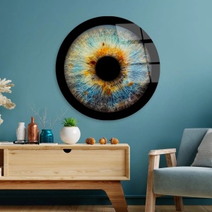 Tablou decorativ Re-Bloom, model ochi, sticla calita, multicolor, 60 cm - Img 3