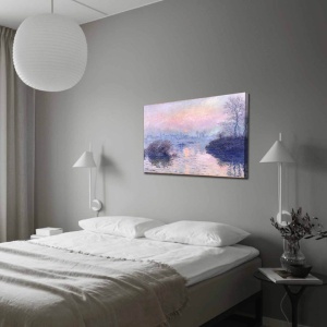 Tablou decorativ Re-Bloom, model peisaj, panza/lemn, albastru/mov, 70 x 100 cm - Img 3