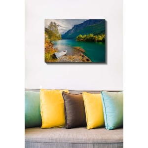Tablou decorativ Re-Bloom, model peisaj, panza/lemn, multicolor, 50 x 70 cm - Img 2