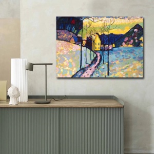 Tablou decorativ Re-Bloom, model peisaj, panza/lemn, multicolor, 70 x 100 cm - Img 4