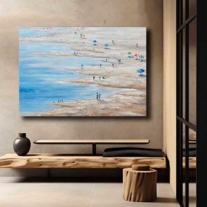 Tablou decorativ Re-Bloom, model plaja/marea, panza/lemn, multicolor, 70 x 100 cm