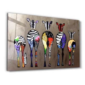 Tablou decorativ Re-Bloom, model zebre, sticla temperata, multicolor, 46 x 72 cm