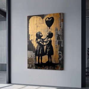 Tablou decorativ Re-Bloom, panza/lemn, auriu/gri, 60 x 90 cm - Img 3