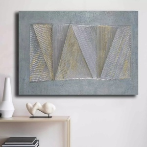 Tablou decorativ Re-Bloom, panza/lemn, gri/auriu, 70 x 100 cm