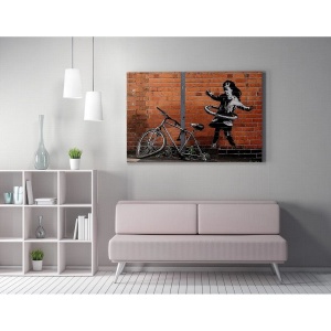 Tablou decorativ Re-Bloom, panza/lemn, maro/gri, 50 x 70 cm - Img 4