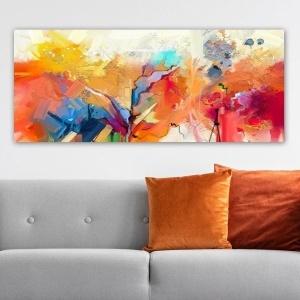 Tablou decorativ Re-Bloom, panza/lemn, multicolor, 50 x 120 cm - Img 2