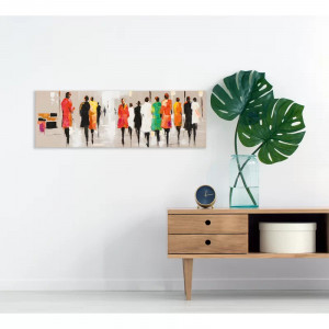 Tablou East Urban Home, panza/lemn, multicolor, 30 x 90 x 3,8 cm