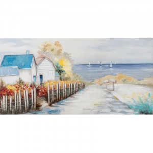 Tablou pe panza Lonely Cottage, panza/lemn, multicolor, 70 x 140 cm
