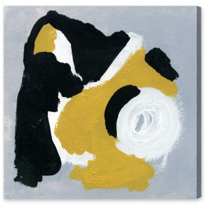 Tablou Toca Discos, panza, negru/alb/galben, 109 x 109 cm - Img 1