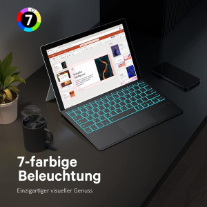 Tastatura magnetica Earto, touchpad inteligent, Bluetooth 5.1, gri, 7 culori iluminare, Surface Pro 7+/7/6/5/4/3 - Img 6