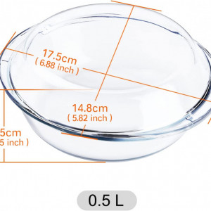 Tava de copt cu capac Husanmp , rotund, sticla, transparent, 0,5 L, 17,5 cm - Img 6