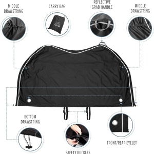 TeamObsidian husa bicicleta, ripstop impermeabil invelis PU, snururi strangere + catarame + plasa incarcare, pentru toate tipurile de biciclete - Verificat A · Re-Bloom - Img 5