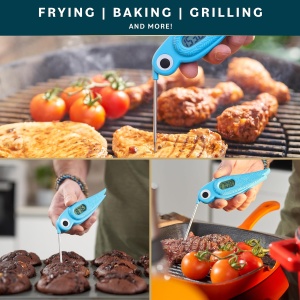 Termometru digital pentru carne Home Hero, citire instanta, otel inoxidabil/plastic, albastru/argintiu, 13 x 2,5 x 2,3 cm - Img 5