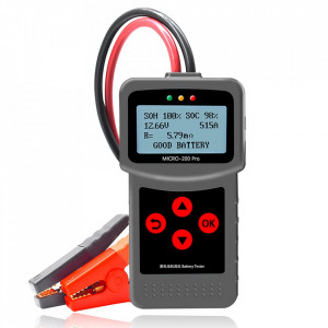 Tester digital pentru baterie auto Iriisy, 40-2000CCA, 3-220AH, ABS, rosu/negru/gri