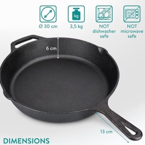 Tigaie adanca rotunda din fonta cu maner Navaris, 30 cm, Resigilat, Grad A - Img 3