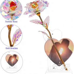 Trandafir cu suport pentru inima N&T NIETING, roz/auriu, plastic, 24 cm - Img 4