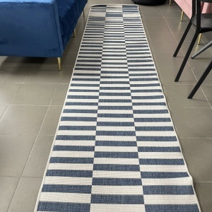 Traversa Gala Lm, textil, alb/albastru, 80 x 350 cm - Img 2