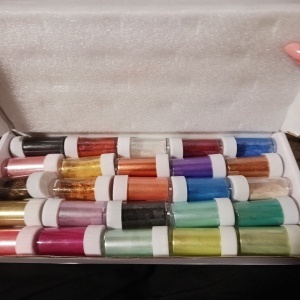 Tritart set 25 recipiente glitter fin, 10g/recipient, 25 culori, capace cu presarare dubla (fin/grosier), pentru arta/unghii/machiaj/artizanat, multicolor - Verificat A · Re-Bloom - Img 5