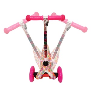 Trotineta cu 3 roti si luminite multicolore, Roz, PC 54-A - Img 5