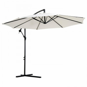 Umbrela de soare suspendata Wegate, alb/neagra, 300 cm - Img 1