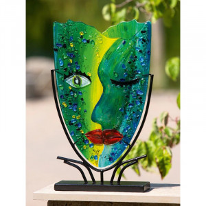 Vaza Morlan, metal/sticla, multicolor, 49 x 29 x 10 cm