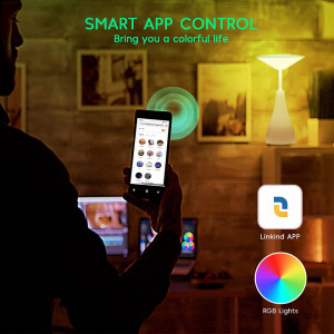 Veioza cu touch control compatibila cu Alexa Winees, LED, alb, iluminare multicolor, 30 x 16 cm - Img 7