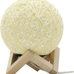 Veioza Rrzshop, LED, lemn/acril, natur/bej, 18 x 15 cm - Img 1