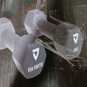VIA FORTIS set 2 gantere fixe 2x5 kg, fonta cu invelis neopren, antiderapante, pentru toate nivelele, albastru - Verificat A · Re-Bloom - Img 4