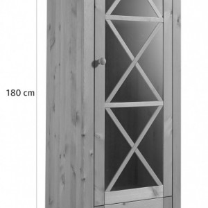 Vitrina Lisa - lemn masiv, maro havana, 60/35/180 cm - Img 2