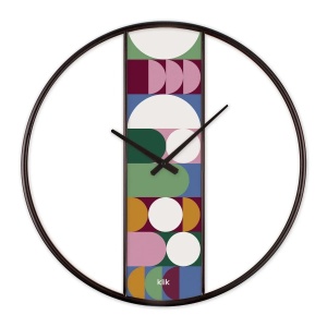 Wallxpert ceas de perete decorativ, 95% otel/5% MDF, 62x62 cm, mecanism silentios, baterie AA, multicolor - Verificat A · Re-Bloom - Img 1