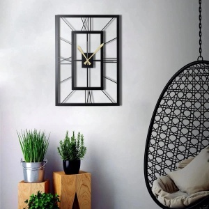 Wallxpert ceas de perete decorativ, metal 100% grosime 2mm, 49x34.5 cm, mecanism AA, negru - Verificat A · Re-Bloom - Img 5