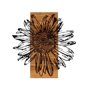 Wallxpert decor de perete metal/lemn, 56x58 cm, metal 1.2mm + cadru lemn 3cm, negru/nuc - Verificat A · Re-Bloom