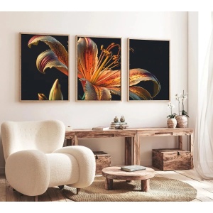 Wallxpert set 3 tablouri decorative inramate, 3x35x50 cm, MDF 3mm, cadru lemn masiv 2.5 cm, multicolor - Verificat A · Re-Bloom