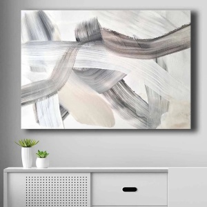 Wallxpert tablou decorativ canvas, 70x100 cm, panza 100% grosime 2.8mm, rama lemn pin 100% grosime 22mm, bej/alb/negru - Verificat A · Re-Bloom - Img 3