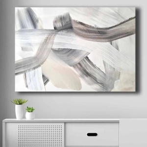 Wallxpert tablou decorativ canvas, 70x100 cm, panza 100% grosime 2.8mm, rama lemn pin 100% grosime 22mm, bej/alb/negru - Verificat A · Re-Bloom - Img 3